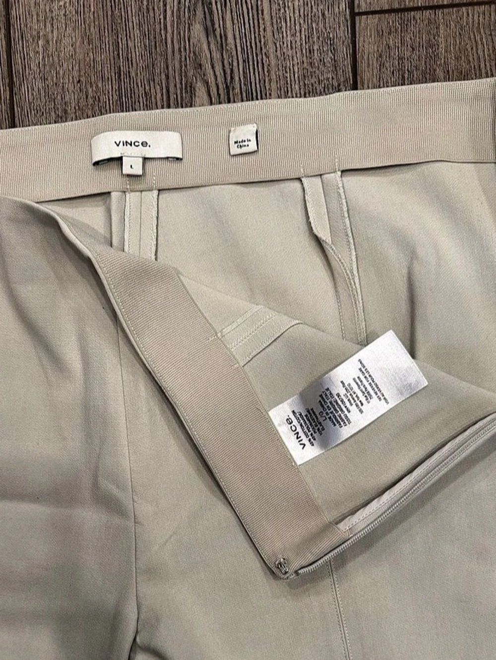 Vince Bobbi High-Rise Stitch-Seam Ponte Legging Gesso Beige Women's Size L - Picture 3 of 3